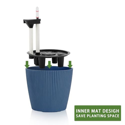 Dexceder 11x10 Self Watering Planters Indoor (2 Pack, Deep Blue) - color: Deep Blue, size: 11x10