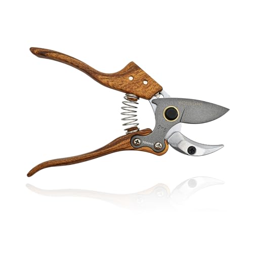 TONMA 8" Anvil Pruning Shears, Made in Japan, Heavy Duty Garden Shears TP-8 - style: Anvil Garden Shears (Wood Grain)