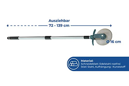 WENKO Rasenkanten-Roller Cut - Rasenkantenschneider mit Schnittschutz, Edelstahl rostfrei, 5.5 x 72-139 x 15 cm