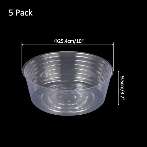 M METERXITY 5 Pack Planter Saucers - Thin Plastic Plant Tray Flowerpot Drip Trays Round Apply to Outdoor/Garden (10 Inch, Clear) - size: 10 Inch
