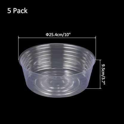 M METERXITY 5 Pack Planter Saucers - Thin Plastic Plant Tray Flowerpot Drip Trays Round Apply to Outdoor/Garden (10 Inch, Clear) - size: 10 Inch