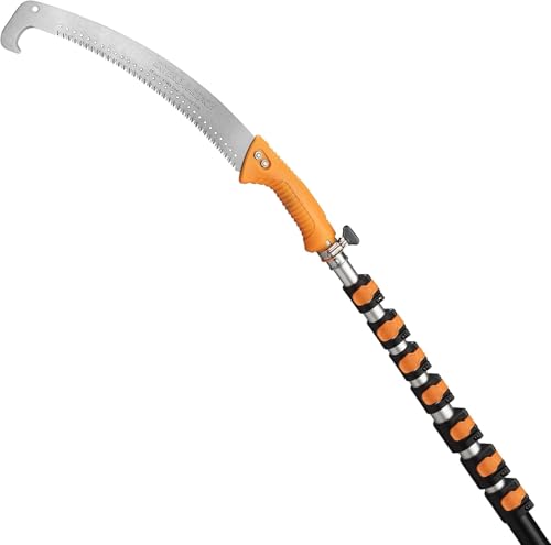 5-30 ft Telescopic Manual Pole Saw for Tree Trimming & Pruning - size: 30 feet