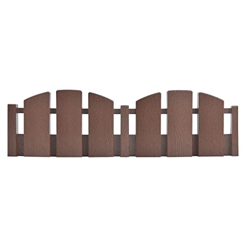 EasyFlex No-Dig Landscape Edging with Anchoring Spikes, 4.5 in. Tall Decorative Adirondack Wood-Look Fence Garden Border, 60 Foot Kit, Brown - color: Brown, size: 60 Foot