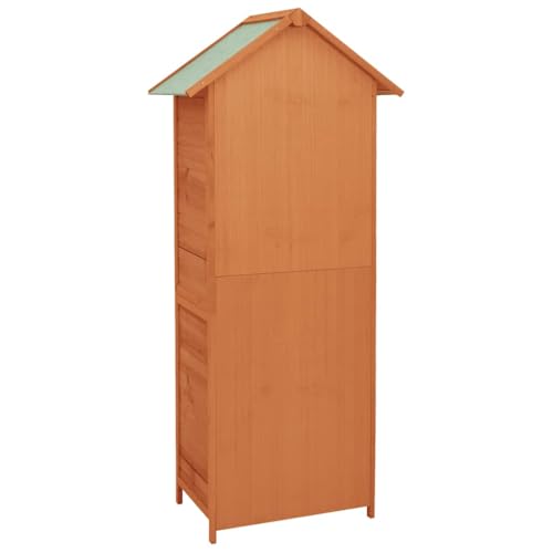 Outdoor Garden Storage Cabinet, 2-Door Wooden Tool Shed with 4 Shelves for Patio and Backyard, Rustic Brown Vertical Organization Unit, 16.7 x 31.1 x 74.8 Inches