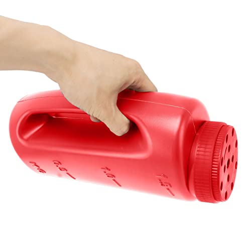 VBESTLIFE 1.5L Handheld Spreader, Handheld Fertilizer Spreader, Plastic Hand Held Grass Seed Spreader, Mini Crop Spreading Salt Sowing Pot, ABS Material, Salt Spreader for Snow Ice (Red)