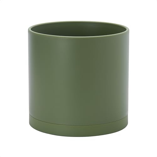D'vine Dev Plastic Planter Pot with Saucer, 10 in, Olive, 74-X-I-2 - color: Olive, size: 10 Inch