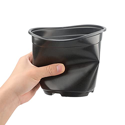 KINGLAKE 50 Pcs 6" Plastic Plants Nursery Seedlings Pots Flower Plant Container Seed Starting Pots Matte Black - color: Matt Black
