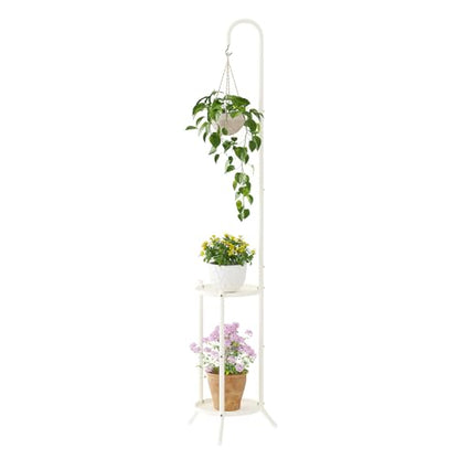 Hanging Plant Stand,Plant Shelf Outdoor Indoor Plant Rack,White - color: White