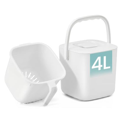 SONGMICS Compost Bin for Kitchen Counter, Plastic, 1-Gallon (4 L) - color: White, size: 1 gallons (4L)
