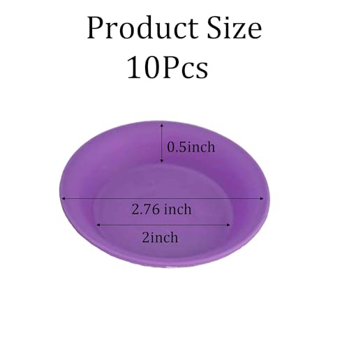 10Pcs 2.76 Inch Plant Saucer Tray, Round Plastic Water Trays for Flower Pots, Drainage Saucers for Succulents & Small Potted Plants, Indoor Outdoor Planter Accessories (Purple) - color: Purple