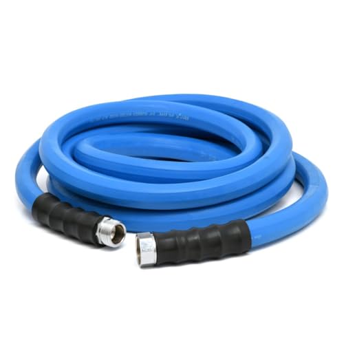 AG-LITE AL3415 3/4" x 15' Rubber Farm & Ranch Water Hose, Lightweight, 500 PSI, 50F to 190F Degree, Polyester Braided, Brass GHT Fittings, 4 Finger-Grip Bend Restrictor, Agriculture & Industrial Use - size: 3/4" x 15'