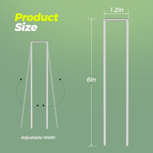 Verdeluxe 50 Pack Garden Staples,6 Inch 11 Gauge Galvanized Garden Stakes - size: 6inch/50pcs