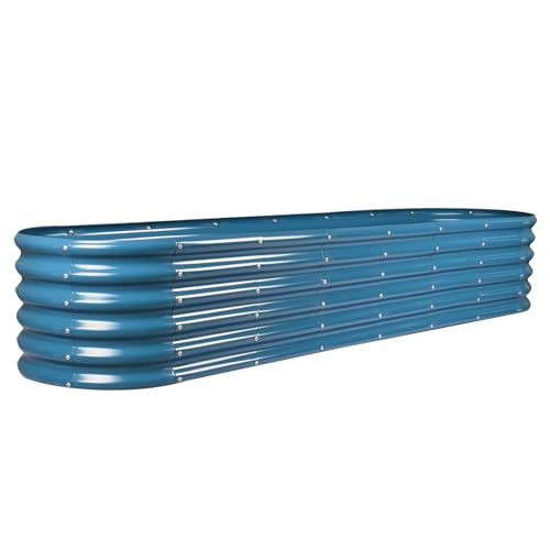 Land Guard 8×2×1.5ft Galvanized Raised Garden Bed Kit, Raised Garden Boxes Outdoor, Oval Metal Raised Garden Beds for Vegetables, Blue - color: Blue, size: 8x2x1.5ft