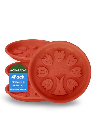 11Inch Tulip‑Design Plastic Plant Saucer Drip Tray,4Pcs(Chocolate) - color: Chocolate, size: 11"(4Pack)