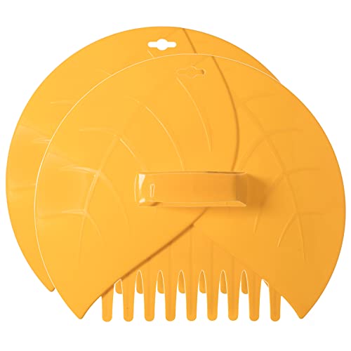Gardenised Pair of Leaf Scoops Plastic Hand Rake for Yard Cleanup, Yellow - style: Yellow