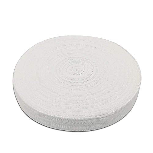 Natural Cotton Twill Tape 50 Yards 1 Inch Bunting Bias Tape Herringbone Webbing Tape Roll for Apron Sewing Dressmaking Craft (White) - color: White, size: 1inch