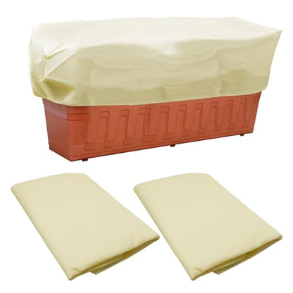 2Pcs Winter Plant Covers Freeze Protection, Rectangular Planter Box Plant Covers for Winter, Frost Blankets for Outdoor Plants with Drawstring, Garden Plant Frost Protection Covers (39×16×18 Inch)