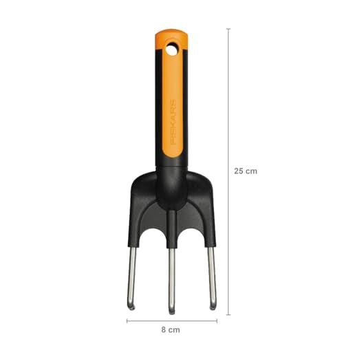Fiskars Tri-material garden claw; 3 teeth, length: 25 cm, stainless steel teeth, black/orange, premium, 1000728 - style: Garden Claw