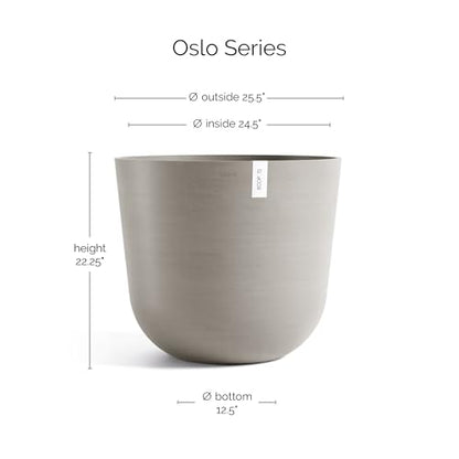 Ecopots Oslo Round Flower Planter, Taupe, 25.5" - color: Taupe, size: 25.5"