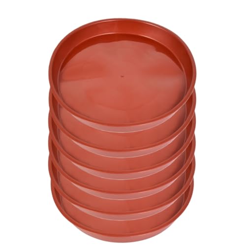 Kichwit 6 Pack 9.5 Inch (8.2 Inch Base) Plant Saucer, Round Plastic Plant Trays for Indoor & Outdoor, Brown - color: Brown, size: 9.5"(6 Pack)