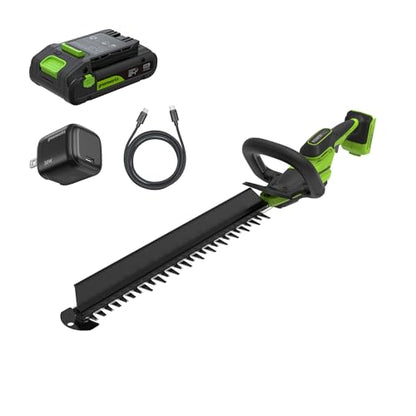 Greenworks 24V 20in Hedge Trimmer, 2.0 Ah Battery and Charger Included - size: 20 in, style: With 2Ah Battery