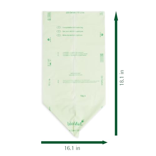 bioMat 2.6 Gallon Compostable Food Scrap Bags, 125 Count - size: 1 Count (Pack of 125), style: 2.6 Gallon