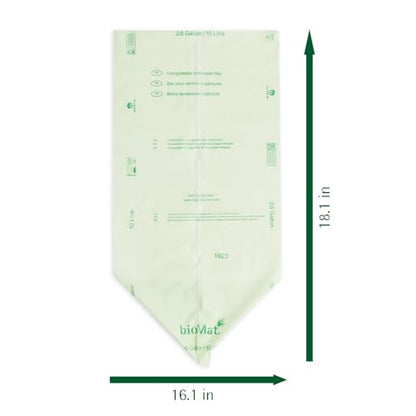 bioMat 2.6 Gallon Compostable Food Scrap Bags, 125 Count - size: 1 Count (Pack of 125), style: 2.6 Gallon