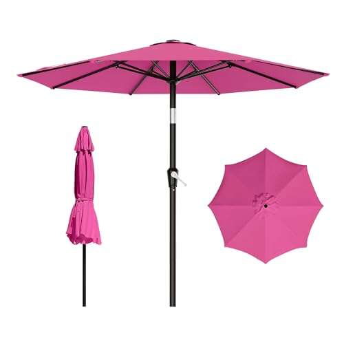 AreShark 9FT Outdoor Patio Umbrella with Tilt and Crank, Rose Pink - color: Rose Pink, size: 9ft
