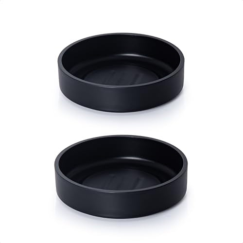 Phoenix Vine 6 Inch Plastic Plant Saucer Water Drip Tray, Heavy Sturdy Round Plant Drainage Tray for Indoors Outdoor, Set of 2, Matte Black, 21-TY-6B-2 - size: 6"