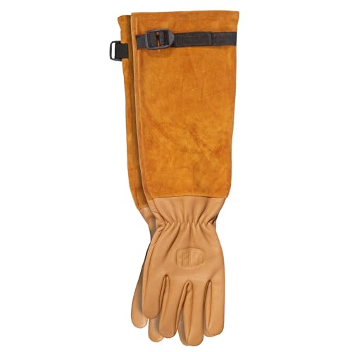 FELCO Model 705 Rose Gloves - Large Premium Puncture Resistant Leather Gloves Suede Gantlet Cut Rose Pruning Cutting Snipping Horticultists Florists Gardeners Specialist Rose Cultivators - size: Large