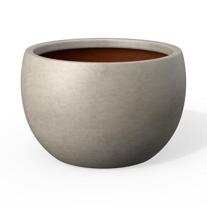 Kante Weathered Concrete Planter 20" Dia All-Weather Round Large Pot - color: Weathered Concrete, size: 19.9-Inch Dia