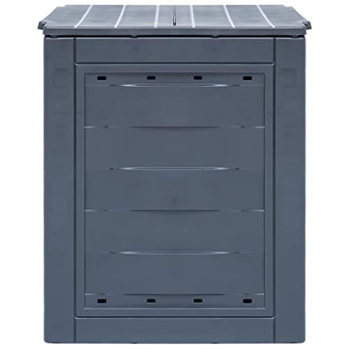 vidaXL Garden Composter, Trash Can with Split Lid and Ventilation Holes, Compost Bin for Outdoor, Fertilizer Container, Gray Plastic