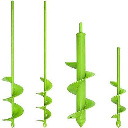 TCBWFY 4 Pack Garden Auger Spiral Drill Bits – Heavy Duty Steel,Corrosion Resistant – Perfect for Post Holes,Earth & Lawn Augering,Planting Bulbs & Trees - size: 1.6"x9", 1.6"x16.5", 3"x16.5", 3"x12"