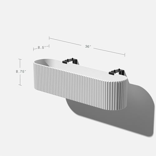 Veradek Demi Series Railing Planter - Round Window Box with Bracket - color: White, size: 36 inch - 2 Pack