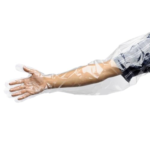 50pcs Disposable Long Plastic Gloves, Veterinary Insemination Gloves, Full Arm Long Sleeve, Field Dressing