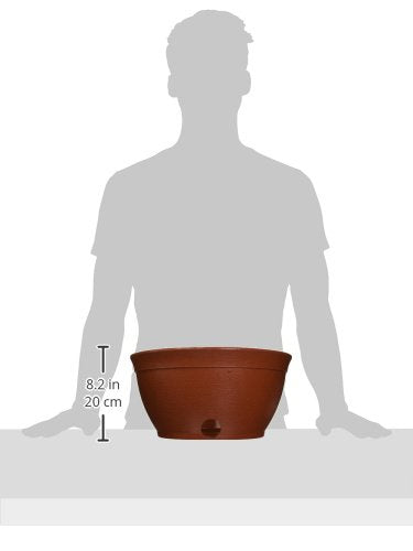 EMSCO Expandable Hose Hider – Expandable Hose Storage Pot – Rustic Terra Cotta - size: 14 x 7 inches