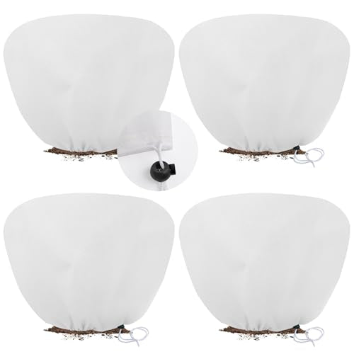 4 Pack Shrub Plant Covers Freeze Protection for Winter, 23.6"X39.4", White - size: 4PCS-23.6" X 39.4"-White