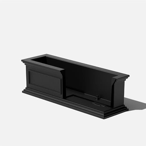 Veradek Brixton Series Window Box Planter - Rectangular Outdoor Planter - color: Black, size: 11"H x 11"W x 36"L