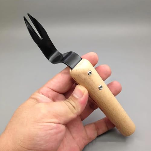Hand Weeder Tool, Stainless Steel Gardening Weed Puller, Manual Weeding Removal Cutter Tool with Wood Handle for Planting