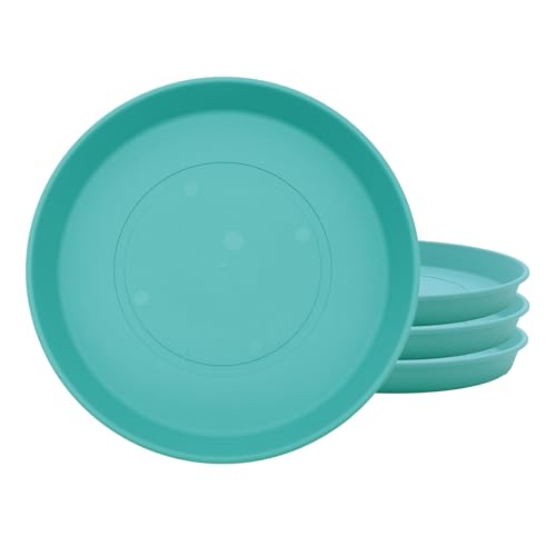 The HC Companies 5 Inch Prima Round Plant Saucer, Lightweight UV-Resistant Plastic Outdoor & Indoor Flower Pot Tray, 4-Pack Plant Pot Trays for Garden & Home Decor, Dusty Teal - color: Dusty Teal, size: 5", style: Pack of 4