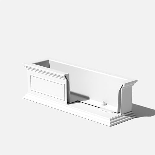 Veradek Brixton Series Window Box Planter - Rectangular Outdoor Planter - color: White, size: 11"H x 11"W x 36"L