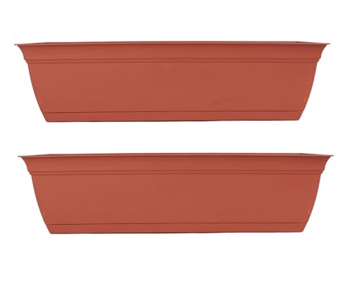 The HC Companies Eclipse Window Planter Box, 30 Inch, Clay, 2-Pack - color: Clay, size: 30" (Pack of 2)