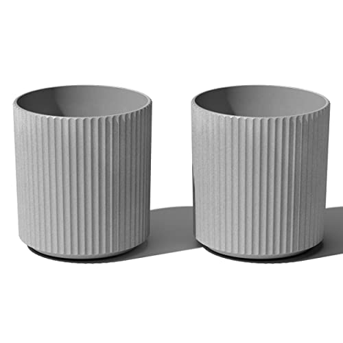 Veradek Demi Series Planter - Large Round Outdoor Planter - color: Gray, size: 16 inch - 2 Pack