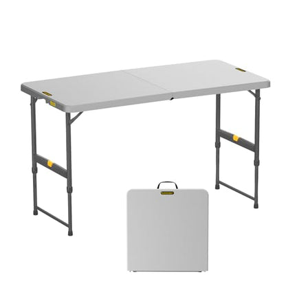 FanttikOutdoor Folding Table 4 Foot Quick Adjust Portable Plastic 4 Heights - color: Grey