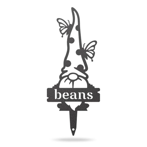 RealSteel Gnome Plant Markers Metal Garden Stakes | Outdoor Garden Labels & Plant Tags for Vegetables & Herbs | Decorative Yard & Raised Bed Garden Signs | Gardening Gift | Made in USA - Beans - style: BEANS