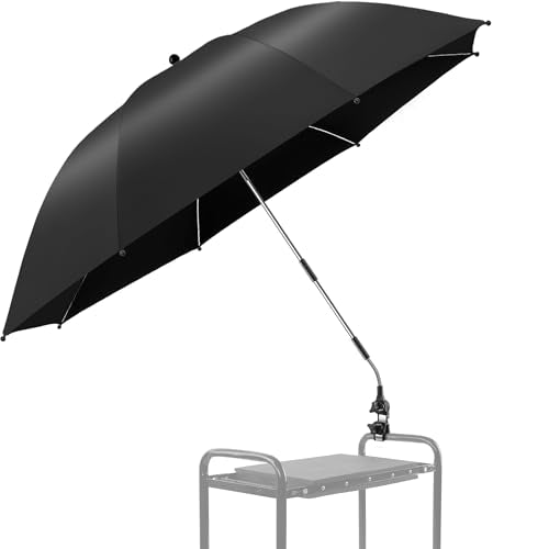 Garden Kneeler Umbrella,42” Large Chair Umbrella with Universal Clamp, 360°Swivel and UPF 50+ Protection,Folding Clip on Umbrellas for Garden Seat Bench Beach Chairs Strollers Golf Carts, NO KNEELER