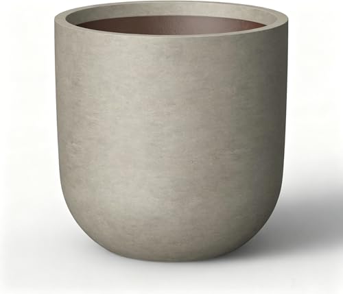 Kante Small Round Capsule Weathered Concrete Planter 11" Dia, Outdoor - color: Weathered Concrete, size: 11.0"Dia x 11.0"H