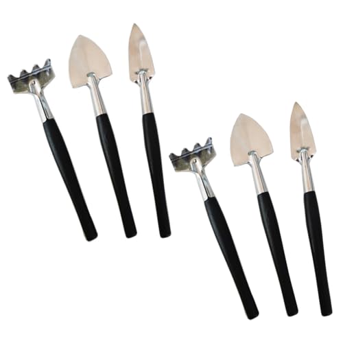 2 Sets Garden Tool Set Mini Gardening Tool Kit Garden Shovel Garden Rake Garden Trowel with Stainless Steel Head and Plastic Handle for Plant, Black