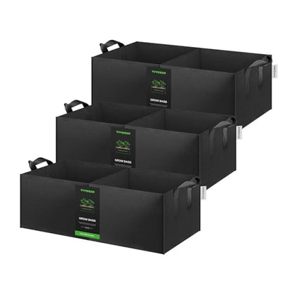 VIVOSUN 3-Pack 10 Gallon 2-Grid Grow Bags, 400G Fabric Pots with Handles - size: 10 Gallon, style: 3-Pack