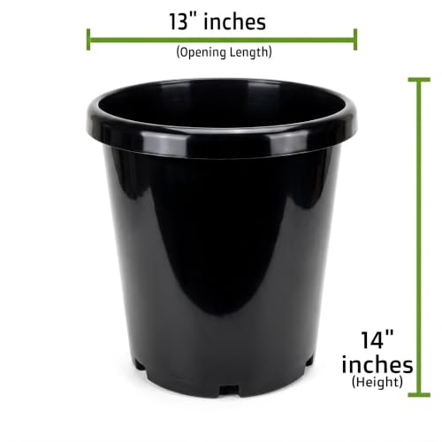 Green Oasis - 7 Gallon Nursery Pots (5 Pack) – Professional with Drainage Holes - Heavy Duty Black Plastic Plant Containers for Indoor/Outdoor Growing